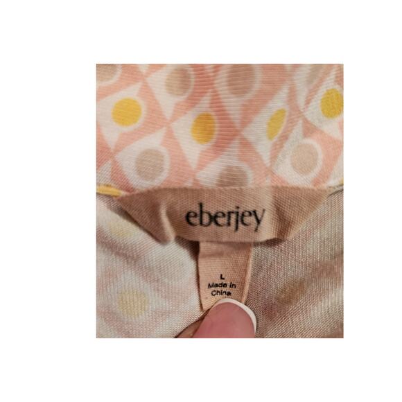 EBERJEY Gisele Relaxed Short Pajama Set In Geometric Print Tile Rose Cloud Sz L - Picture 6 of 10
